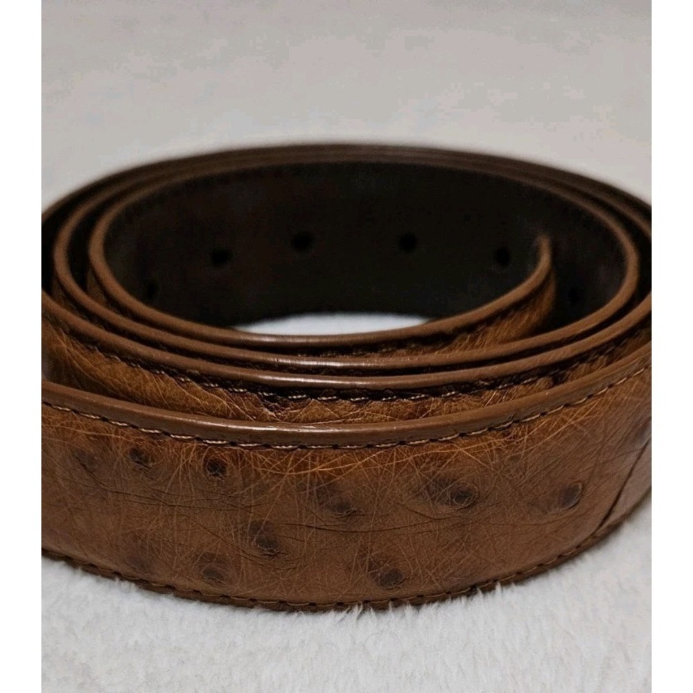 Karoo Classics Genuine Ostrich Brown Leather Belt 44 Mens Exotic Skin - Picture 3 of 6